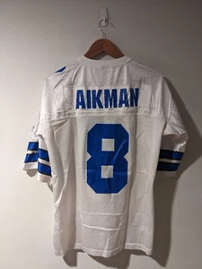 Vintage 90s Dallas Cowboys Aikman NFL Football Starter White Medium Jersey - Picture 1 of 12