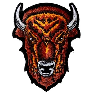 Buffalo Head  Embroidered Sew on Patch 3" x 4.1/4" Bison Head  - Picture 1 of 2