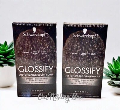 2 Schwarzkopf Glossify Customizable Color Gloss Conditioning 2X Shine~Ash Brown - Image 1 of 2