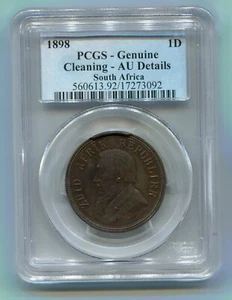 South Africa ZAR NGC Certified 1898 Kruger Penny Genuine AU Details Coin - Picture 1 of 3