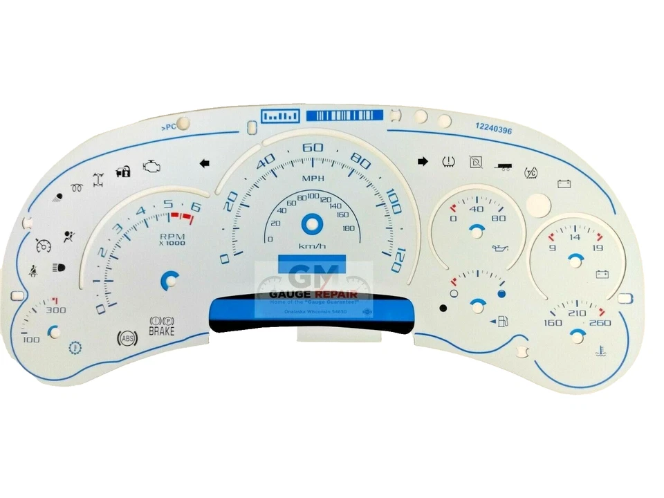 Cadillac Escalade White Gauge Face for Silverado Tahoe 1500 2500 03 04 05 New  - Image 1 of 4