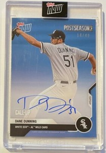 2020 Chicago White Sox TOPPS NOW Postseason Dane Dunning On Card Auto Blue 14/49