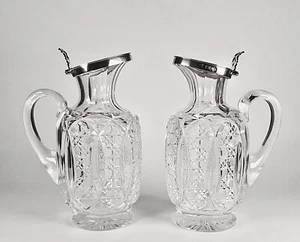 Excelente par raro de plata de ley y cristal, Spirit Noggin/jarras, Londres, 1896 - Imagen 1 de 24