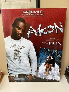 AKON AUTOGRAPHED CONCERT T-PAIN EVENT 2007 SIGNED POSTER RAPPER HIP HOP ARTIST - Picture 1 of 8