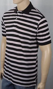 David Chu Lincs Brown Cream Raspberry Striped Classic Fit Mesh Polo Shirt NWT - Picture 1 of 1