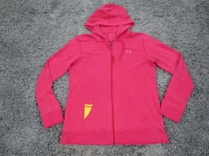 Under Armour Sweatshirt Womens Medium Pink Semi Fitted Charged Cotton Zip Hoodie - Picture 1 of 11