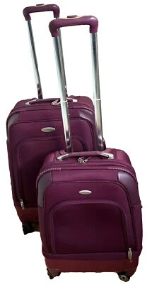 SET 2SAMSONITE 4 WHEEL UPRIGHT EXPANDABLE LUGGAGE SUITCASE DARK RED /PURPLE ZIP - Image 1 of 4