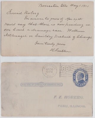 TurtlesTradingPost- Illinois- Princeton, IL - 1911 Flag Cancel- Postal Card - Image 1 of 3