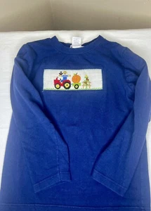 Silly Goose Smocked Boys Long Sleeve T-shirt FALL Navy Blue Size 6 - Picture 1 of 3