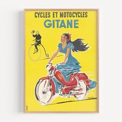 Gitane 1956 Vintage Motorcycle Art Poster Print - Image 1 of 4