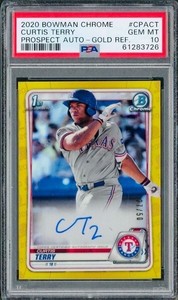 2020 BOWMAN CHROME PROSPECT AUTOGRAPHS CURTIS TERRY GOLD REFRACTOR PSA 10 Auto