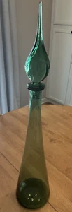 Very Tall Vtg MCM Italian Empoli Verde Green Genie Decanter Bottle - Picture 1 of 5