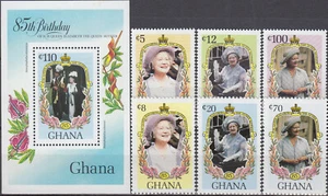 Ghana Sets & S/S 85th Birthday Queen Mother 1985 MNH-25 Euro - Picture 1 of 1