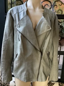 ONLY CARMAKOMA SAGE GREEN BIKER STYLE FAUX LEATHER JKT SIZE L - Picture 1 of 12
