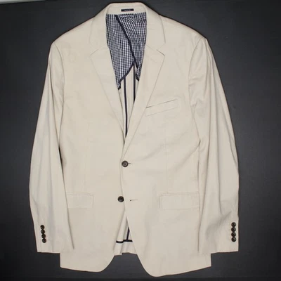 Bonobos Sport Coat Mens 38L Slim Fit Solid Beige Cotton Blazer Jacket  - Image 1 of 4