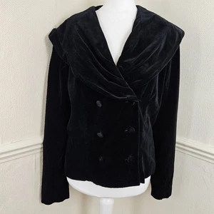 Monsoon Twilight Cotton Velvet Vintage Sailor Collar Blazer Jacket UK 14 Fits 10 - Picture 1 of 15