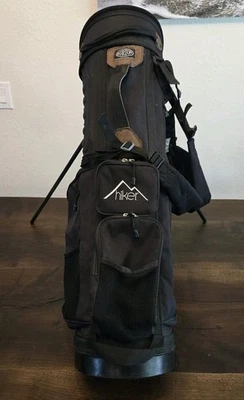Vintage Burton Golf Hiker Cart Stand Bag Dual Strap Black Top Cover 4 Zip 3 mesh - Image 1 of 4