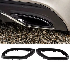 Gloss Black Exhaust Tip Cover Trims For Mercedes-Benz A B C E GLC CLS 2014-2021 - Picture 1 of 3