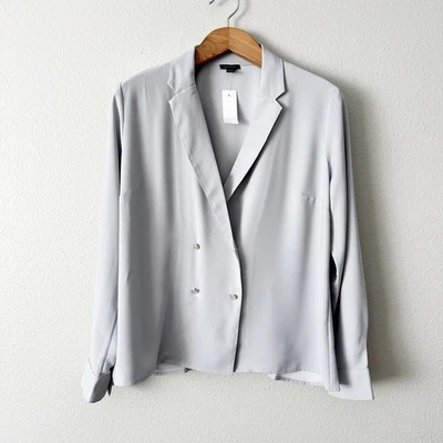 Blusa Ann Taylor Gris Claro Doble Botón Para Mujer Talla Grande NUEVA Foto 1 de 4