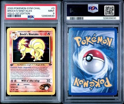 PSA MINT 9 2000 POKEMON TCG GYM CHALLENGE HOLO-1ST EDITION #3 BROCK'S NINETALES - Image 1 of 3