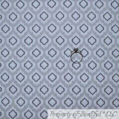 BonEful FABRIC FQ Algodón Edredón Gris Blanco Cuadrifolio Damasco Rayas Licuadora Tonal Foto 1 de 4