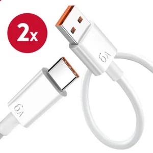 2X Cable de carga Samsung Huawei Xiaomi USB A a USB C 1m 6A Carga rápida - Imagen 1 de 5