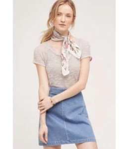 Eri + Ali Anthropologie Pink Open Knit Sheer Maida Tee Top $68 Size Sz L Large - Picture 1 of 3
