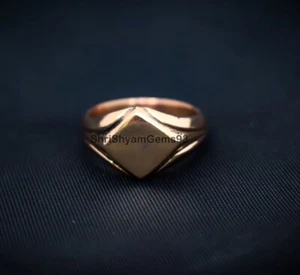 New Pure Solid Copper Square Plain Mens Unisex Band Signet Ring Making Jewelry - Picture 1 of 9