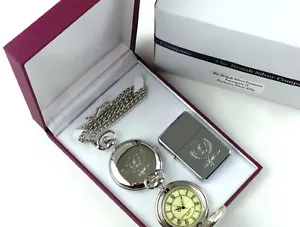 ROCKY MARCIANO Signed Half Hunter Silver POCKET WATCH LIGHTER Luxury Gift Case - Picture 1 of 5