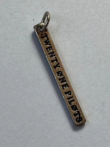 Thin Silvertone Rectangle w Twenty One Pilots Stamped On It Pendant - 1/8th’s in - Picture 1 of 5