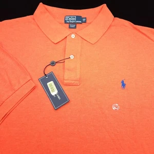 POLO RALPH LAUREN SHIRT -3XB BIG 3XL- ORANGE HEATHER PIQUE MESH -BLUE PONY GOLF - Picture 1 of 8