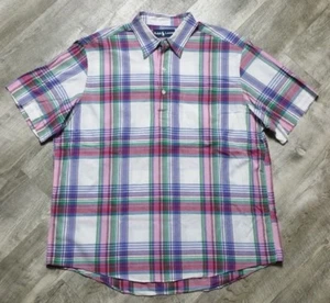 Polo Ralph Lauren Men's Plaid Pullover Shirt Large Short Sleeve Button Down - Picture 1 of 5