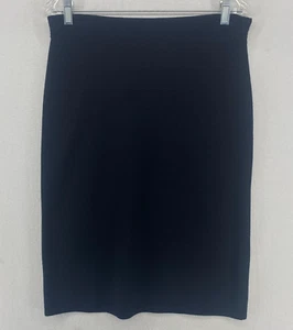 Vintage CALVIN KLEIN Skirt 8 Stretch Wool Jersey Pencil Straight Pull On Black - Picture 1 of 15