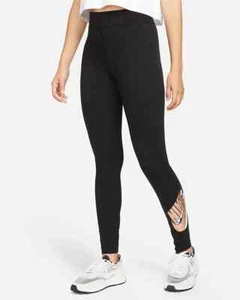 Nike Essential Leggings Damen schwarz/metallic HW bedruckt (DM4610-010) Gr. S - Bild 1 von 4