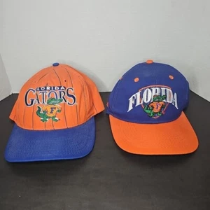 VTG Florida Gators Big Logo The Game #1 Snapback Pinstripe Hat '90s Hat Lot X2 - Picture 1 of 10