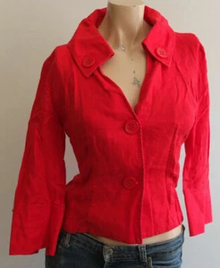 GERRY WEBER Elegant Linen Blazer Size 36 S TOP 3/4- Sleeve Red - Picture 1 of 4