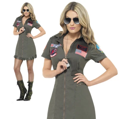Damas De Lujo Top Gun Vestido Elegante Disfraz Aviador Piloto Mujer Conjunto Nuevo Foto 1 de 2