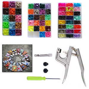 Multicolor Plastic T3 T5 Resin Snaps Buttons Fasteners + Pliers Tool for Clothes