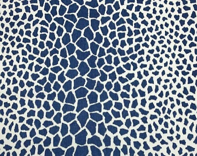 BRUNSCHWIG & FILS JIRAFFA INDIGO BLUE LEOPARD HIGH END FABRIC BY THE YARD 54"W - Image 1 of 4