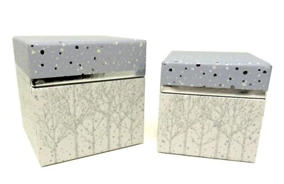 Punch Studio Square Decorative Boxes Snowy Winter Trees 19542 Christmas Glitter - Image 1 of 4