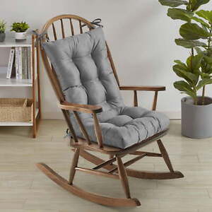Sweet Home Collection 2 Piece Gray Tufted Non Slip Rocking Chair Cushion Set