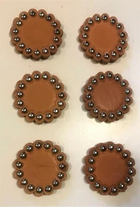 6 RUSSET SKIRTING LEATHER ROSETTES/CONCHOS-NICKEL SPOTS-1.5"-OIL OR DYE TO MATCH - Picture 1 of 1