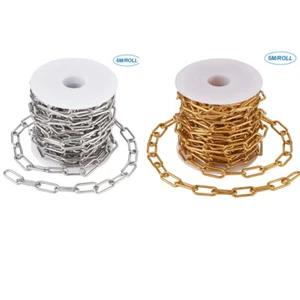 5m/roll Stainless Steel Paperclip Unwelded Chains Elongated Cable Chains 17x7mm - Picture 1 of 24