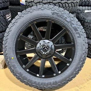 20x9 Fuel D437 Contra Black Wheels 32 Falken AT Tires 6x135 Ford F150 Expedition - Picture 1 of 5