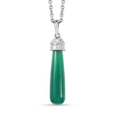 6.85ctw Verde Onyx Pendant Necklace 20" Platinum Plated Sterling Silver - Image 1 of 4