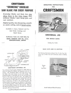 1957 Craftsman 9-3231 Universal Jig for Bench Saws Instructions - Picture 1 of 1