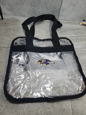 NFL BALTIMORE RAVENS Stadium Game Day Clear Logo Large Tote Bag  zipper Expands Cover