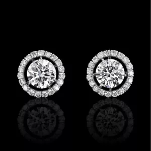 3.20 Ct Lab Created Round Cut Diamond IGI Certified Earring 14K White Gold Stud - Imagen 1 de 10