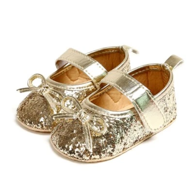 Gold Sparkle Glitter Baby Shoes - Image 1 of 4
