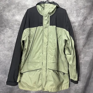 Cabelas Gore-Tex Rain Jacket Mens XL Tall Olive Green Black Hooded Nylon Hunting - Picture 1 of 9